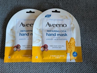 2 Pair Aveeno Repairing Cica Hand Mask, 2 Single-Use Gloves And Foot Mask 