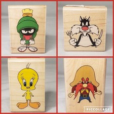 NEW Vintage LOONEY TUNES 90's Rubber Stamps on Wood 'STAMPEDE'  YOU CHOOSE 