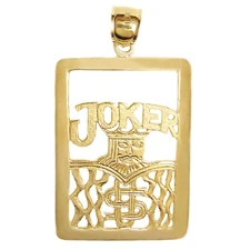 New 14k Yellow Gold Playing Card Joker Pendant