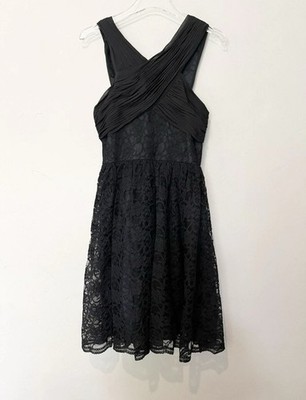 Monique Lhuillier Dress Womens 6 Black Lace Overlay Cocktail Party Bridesmaid