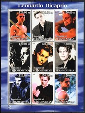 Turkmenistan 2000 LEONARDO DiCAPRIO Amerykański aktor i producent filmowy arkusz 9 MNH