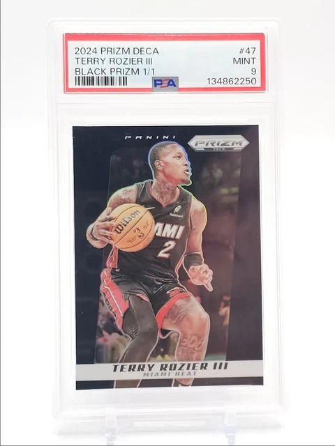 TERRY ROZIER III 2024-25 PANINI PRIZM DECA BLACK SSP HEAT 1/1 PSA 9 Q6997