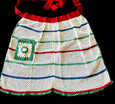 Vintage Hand Crocheted Knit Half Apron Lacey ...