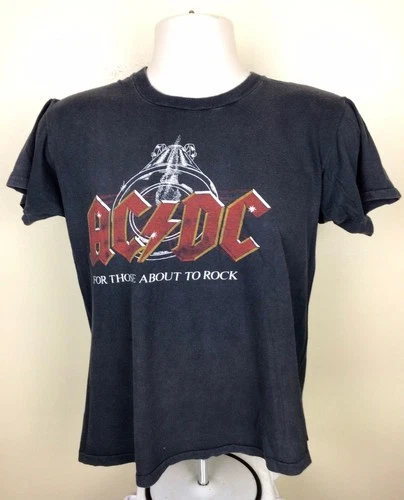 AC/DC For Those About To Rock Concert T-Shirt Black 1980s vintage concert t-shirt, vintage, single stitch, B+ condition