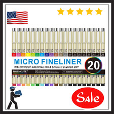 Micro Fineliner Drawing Pens 20 Set 12 Colored 8 Black Artist Art Supplies Ad