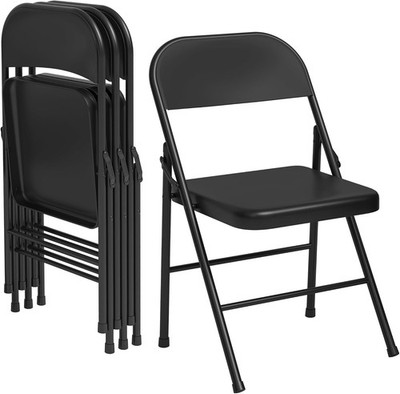 Folding Chairs Set of 2/4,Metal Foldable Dining Chair with Backrest,Portable