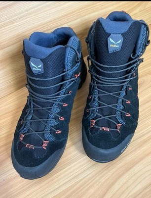 SALEWA Men's Mid ALP's Black Sueded hiking boots US 9 Regular Width ''WATERPROOF''
