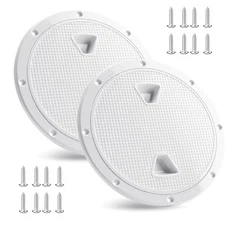 2X  Marine 8'' Inch Screw Out White Plastic Round Deck Plate Inspection Hatch