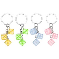 4Er-Set WüRfel-SchlüSselanhäNger Mit 3 AnhäNgern FüR Lucky Dice, 4 Farben