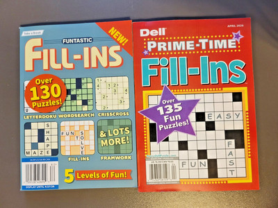 Lot Of 2 Fill-Ins - Funtastic by Take-A-Break & Prime-Time by DELL -235+ Puzzles
