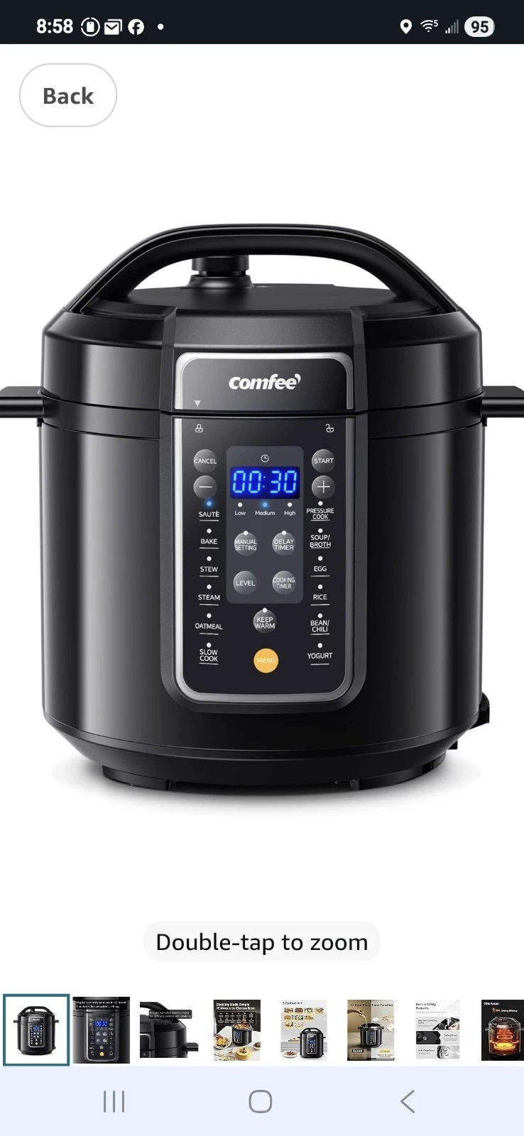 Open Box COMFEE’ 6 Qt Electric Pressure Cooker 12-in-1 Instant llNon Stick Pot