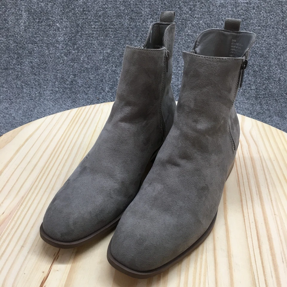 Botas Justfab Femininas 9 Diya Bootie Cinza Biqueira Redonda Conforto Bloco Salto Tornozelo Top - Imagem 3 de 4