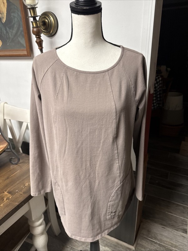 Pre-owned Lines Leisure By Louis Dell’Olio Taupe Tunic W/Pockets Sz L