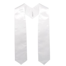 GraduationMall Unisex Adult Plain Graduation Stole 60"/72" White 60"