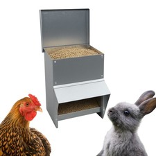 Futterautomat 8 Kg Futter Spender Trog Kaninchen Hase Geflügel Futternapf Deckel