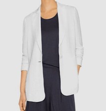 260 B New York Women's White Textured Single-Button Blazer Jacket Size XL