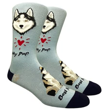 Siberian Husky Dog Socks Fun Novelty Dress Casual Unisex SOX FineFit One Size