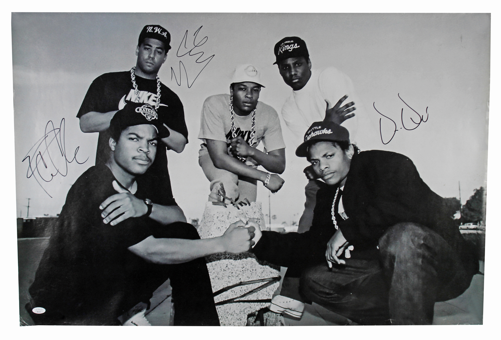 Dr. Dre Autographed Signed Dr. Dre, Ice Cube & Dj Yella N.W.A Authentic 24X36 Photo JSA 
