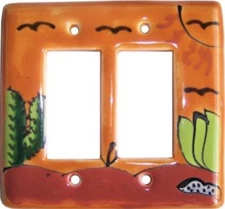 TalaMex Mexican Ceramic Wall Plate Desert Double GFI/Rocker  Switch Plate