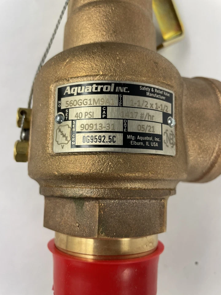 OEM AQUATROL SAFETY VALVE 560GG1M9A1 STEAM SERVICE  1 1/2" X 1 1/2" 40PSI - Image 3 of 4