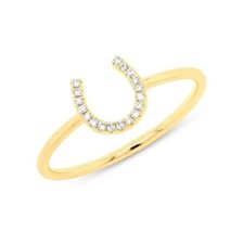 14k YELLOW GOLD DIAMOND HORSESHOE RING  896