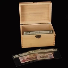 Wooden Storage Box Case for PMG Graded Banknotes Currency Holder Paper Money
