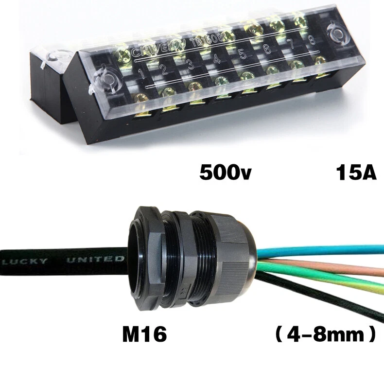 Cable Gland Connector Wire Terminal Blocks Electric Junction Box Waterproof - Image 4 of 4
