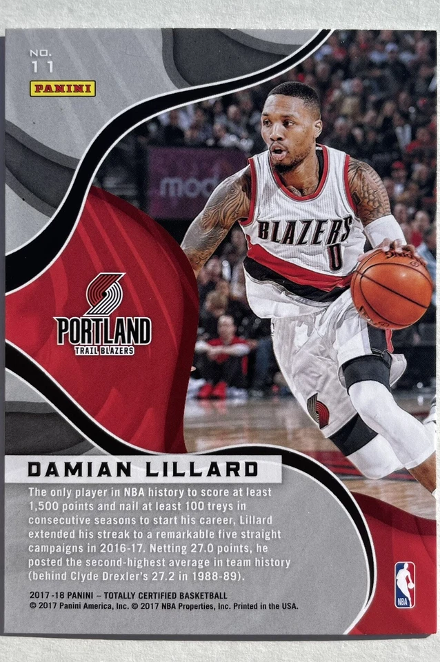 Damian Lillard 2017 Panini Totally Certified the Mighty #11 - Image 2 of 2
