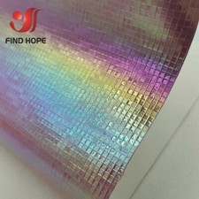 MOSAIC Laser Iridescent PU Leather Fabric For Sewing Bag Clothing Bag DIY Decor