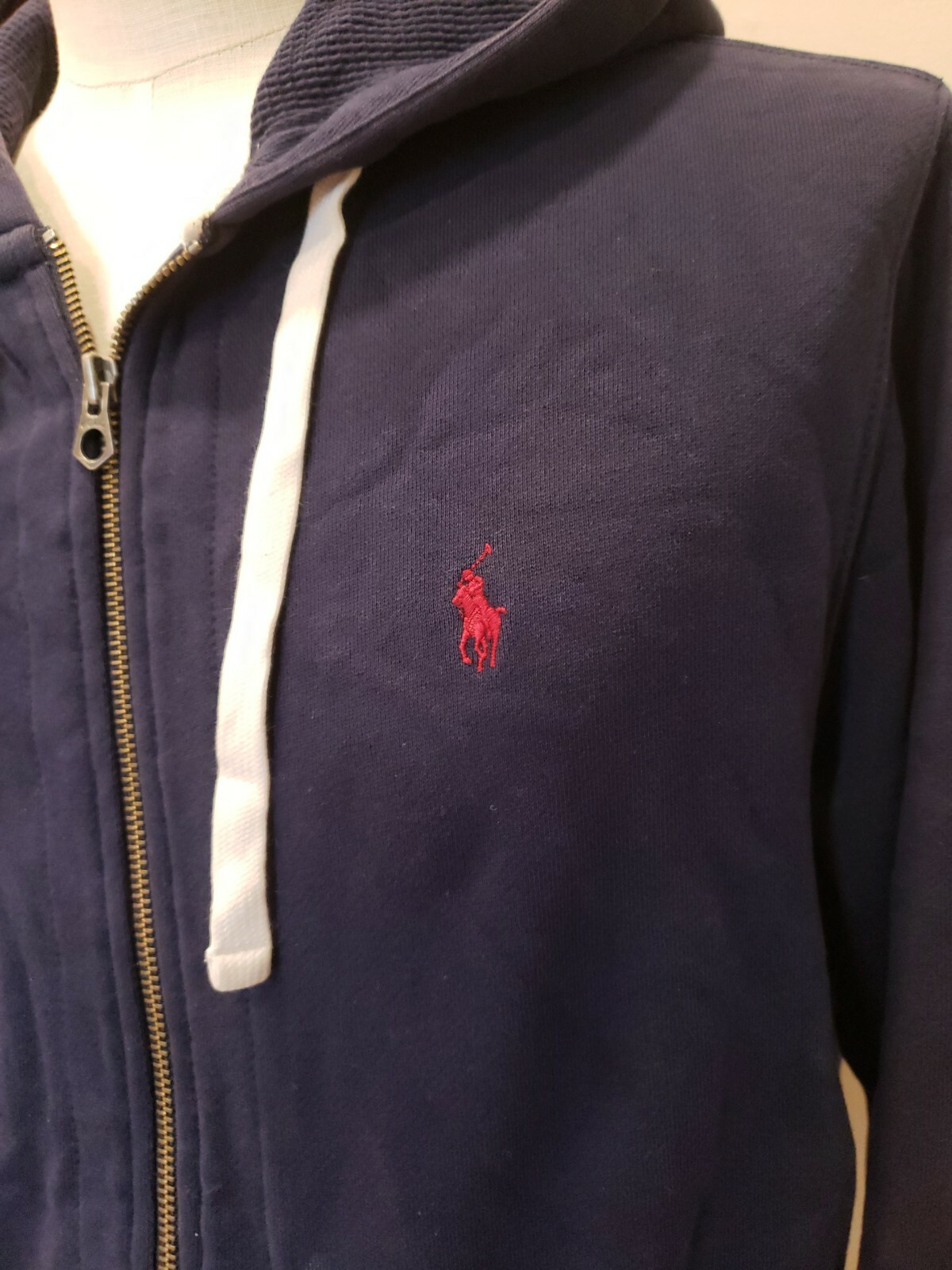 Polo Ralph Lauren blu navy zip felpa termica con cappuccio pony taglia XL