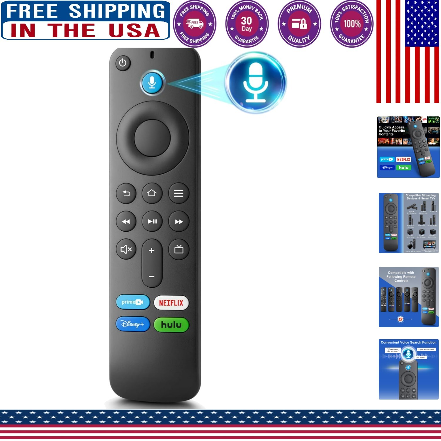 Lightweight Voice-Controlled Remote Replacement - Compatible with Fire TV & More