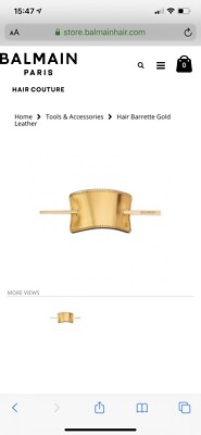 Balmain Hair Couture Gold Hairpin Barrette Gold Leather | eBay