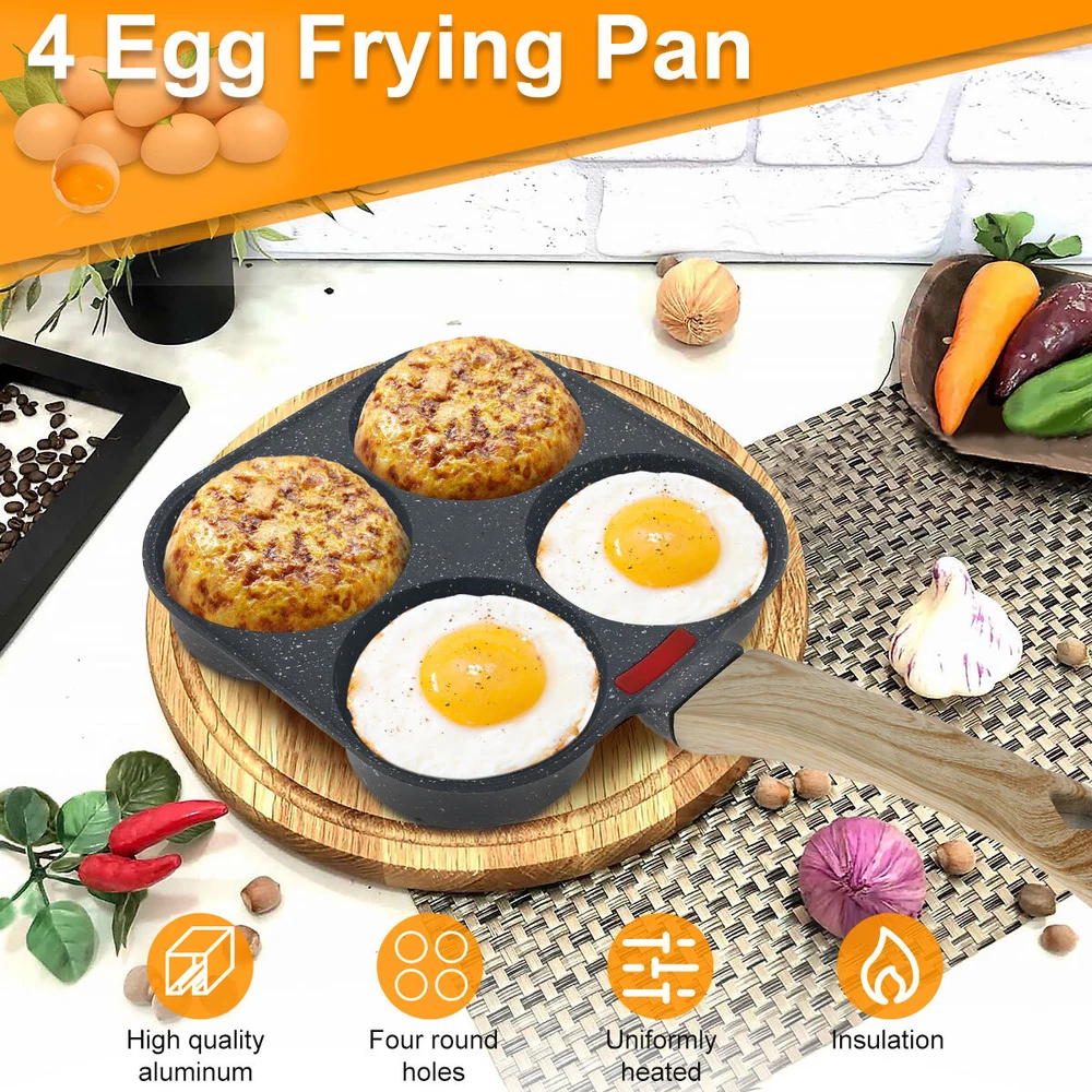 Egg Frying Pan Aluminum 4 Holes Egg Frying Pan Nonstick Mini Egg Cooker pagEz