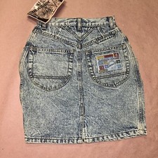 Vintage 1990  s Jordache Basics Denim Skirt, Acid Wash, Deadstock NWT, Size 5/6