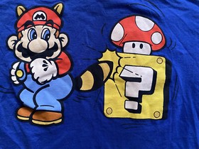 Super Mario Bros 3 Men S Blue Flying Tail Video Game t Shirt Vtg 2002 Toad NES
