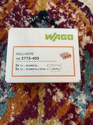 WAGO 2773-403 Compact Push-Wire Wall-Nuts Wall Connector- 3 Conductor - 100pk