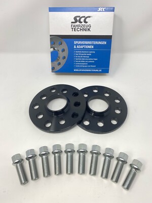 20mm 2x10mm SCC Spurverbreiterung für Audi + Radschrauben Spurplatten 5x112 57,1