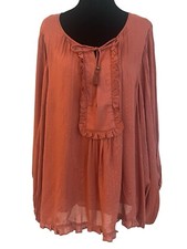 Sample Spell & the Gypsy Florence Lurex Blouse Burnt Red Sz S