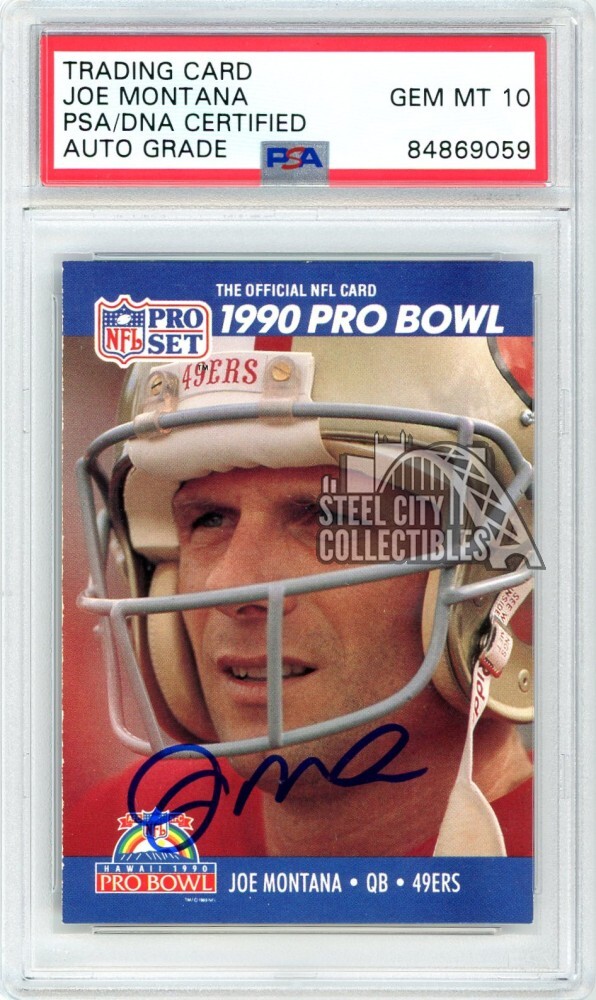Joe Montana 1990 Pro Set Pro Bowl Autograph Card #408 PSA/DNA 10