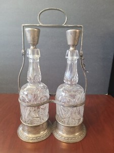 RARE ANTIQUE GORHAM STERLING SILVER TANTALUS ABP DECANTER TEMPLE EMANU-EL 968 gr