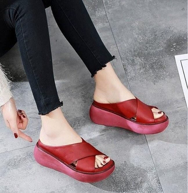 PANTOFOLA D’ORO Women Wedge Slipper Platform High Heels Sandals Summer Flat Ladies Shoes Slip On