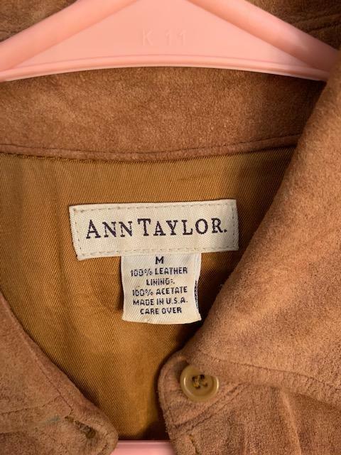 Vintage 90s Ann Taylor camel color genuine leather shirt, button 