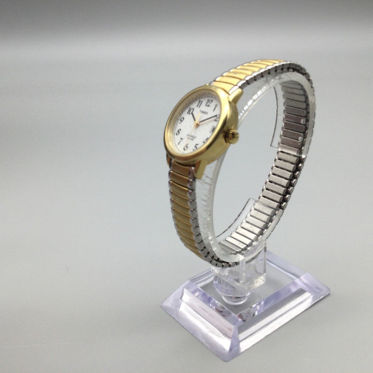 Timex Watch Women Indiglo 25mm Silver Gold Two Tone Stretch 