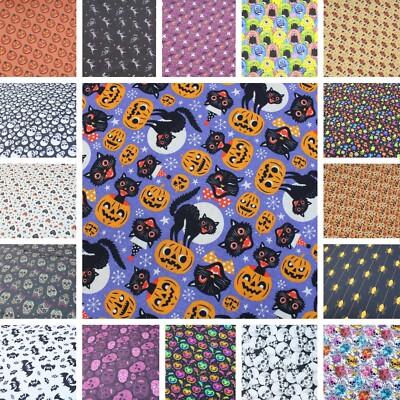 Halloween Sortiment 100 % Steppen Baumwolle Stoff Geist Kürbis Monster Spinnenschädel