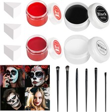 13PCS Clown Makeup Kit, Black White Red Face Body Paint with Brushes Sponge