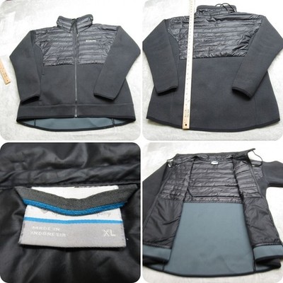 Columbia Down Jacket Mens XL Black Pockets Full Zip Peak District Hybrid Puffer