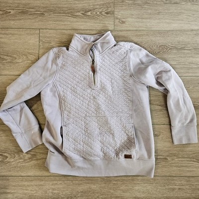 LL Bean Womens Large Lavender Quilted Quarter Zip Pullover Sweatshirt Purple