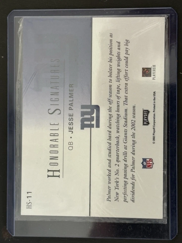 2002 Playoff Honors Honorable Signatures Autograph Jesse Palmer #HS11 Gators - Image 2 of 2