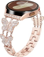 Rose Gold Diamond Butterfly Metal Band for Samsung Galaxy Watch 7 40mm 44mm