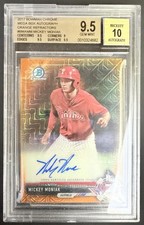2017 Bowman Chrome Mega Box Orange Refractor Auto Mickey Moniak BGS 9.5/10 #/25
